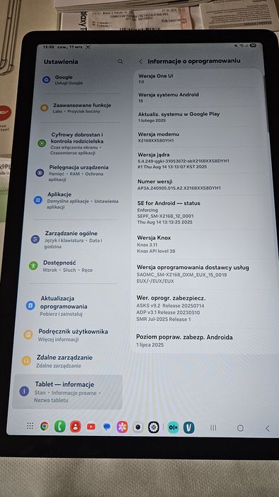 Tablet Samsung Galaxy Tab A9+ 11 8/128 5G srebrny. Idealny stan.