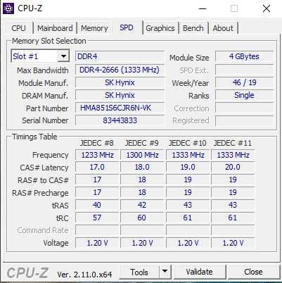 DDR4 4GB+4GB(8GB) 2666Mhz CL20 1.2V SK Hynix MacMini