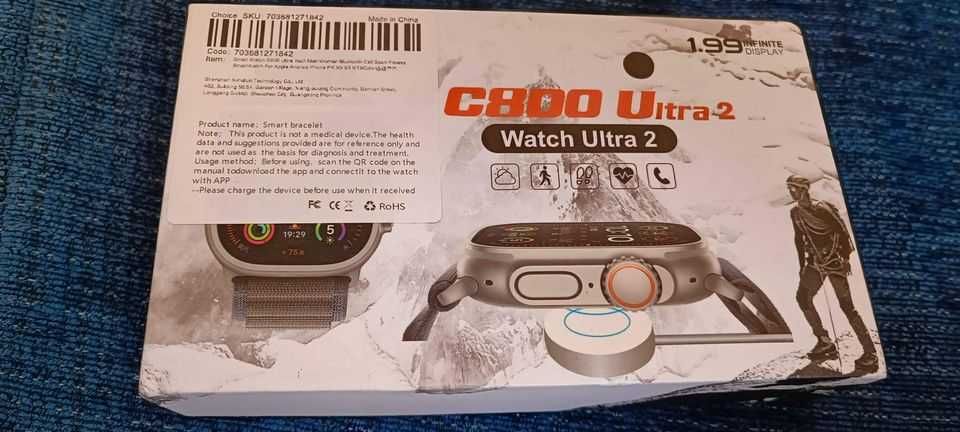 Relógio smartwatch C800 ultra 2 47mmx40mm