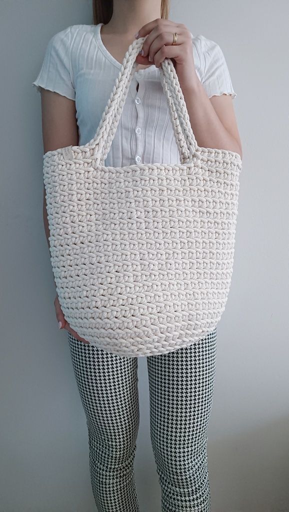 Torebka ze sznurka bawełnianego handmade