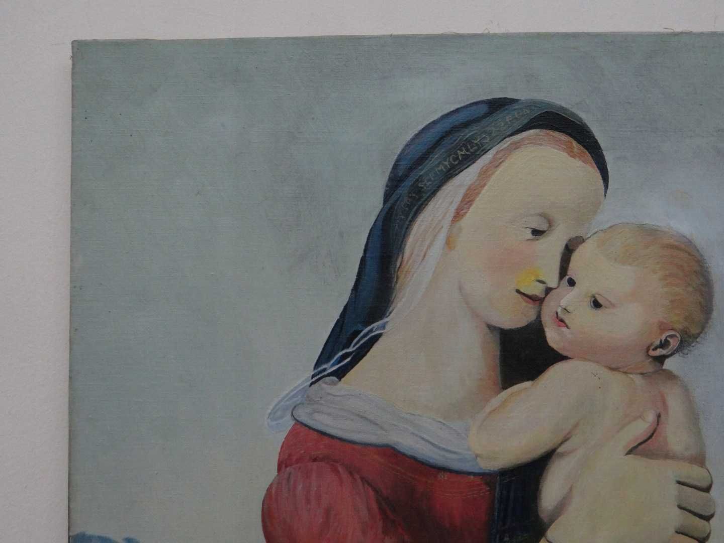 Olej na płótnie, piękny  stary obraz '' Madonna