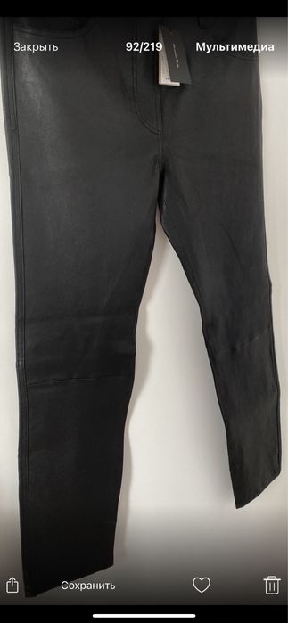 Новые брюки из натуральной кожи черного цвета Massimo dutti 36 р