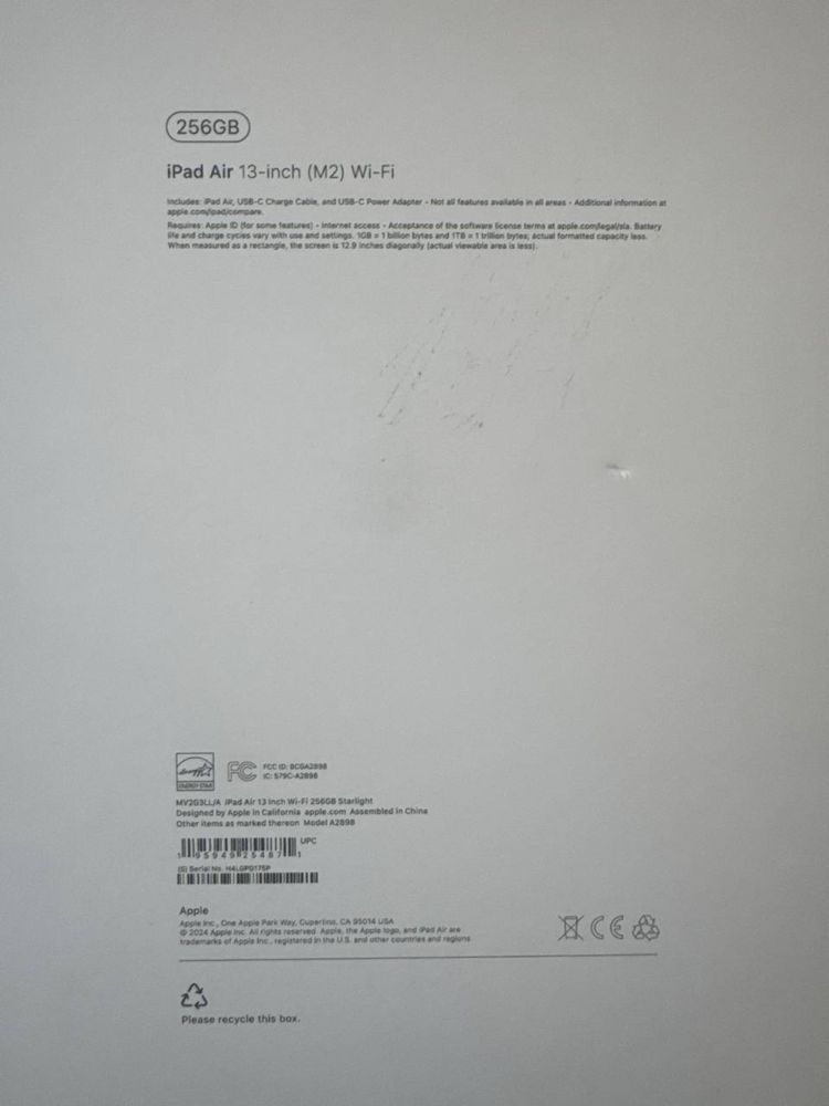 iPad air 13 inch (M2) Wi-Fi, 2024 рік