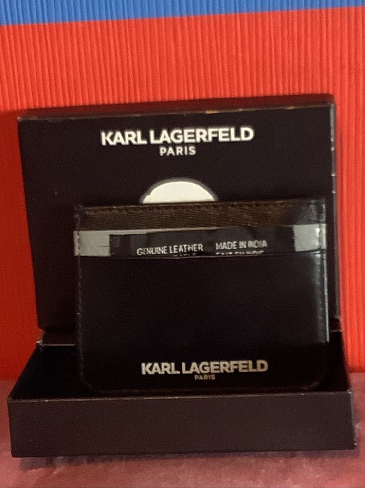 Karl Lagerfeld etui na karty, skóra, czarne, nowe