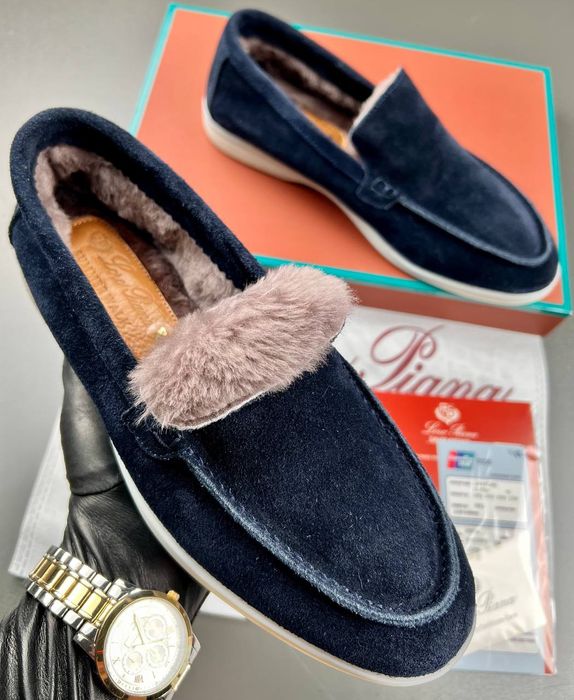 Утепленны С МЕХОМ Лоферы Лоро пиана (40-45) Мужская обувь зимняя