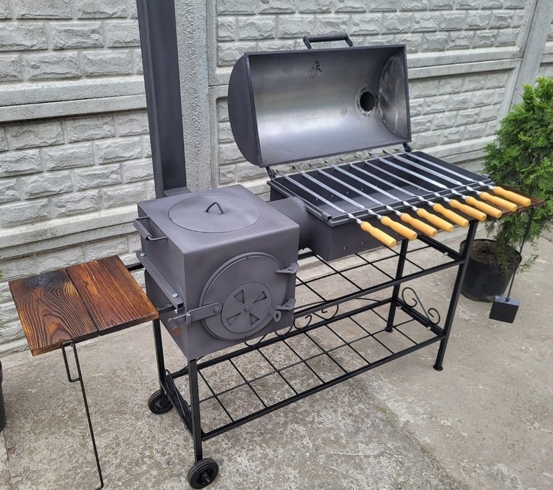 ДУЖЕ ЯКІСНИЙ! Шикарний Мангал Гриль Коптильня з Пічкою під Казан