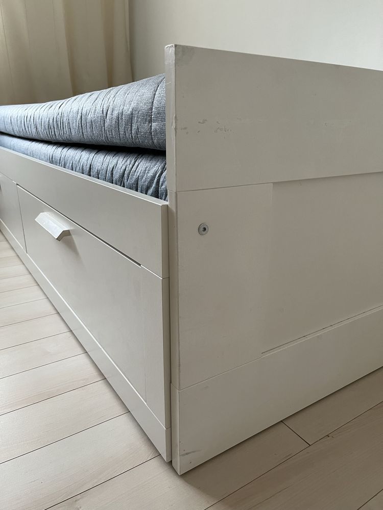 Sprzedam łóżko Ikea BRIMNES - białe - 2 materace jak nowe