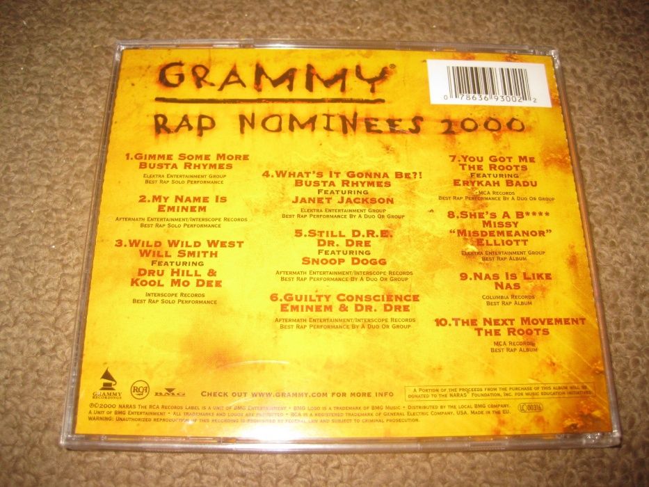 CD "Grammy – RAP Nominees 2000"/ Portes Grátis!