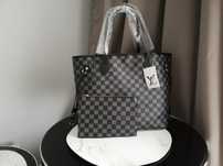 Piękna torebka neverfull czerwona czarna szachownica Louis Vuitton LV