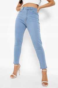 Jeansy Rurki Z Wysokim Stanem Jasnoniebieskie Petite Boohoo Xl 42