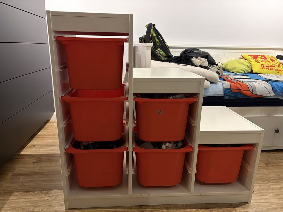 Regał IKEA trofast pojemnikami, biały/szary, 99x44x94 cm