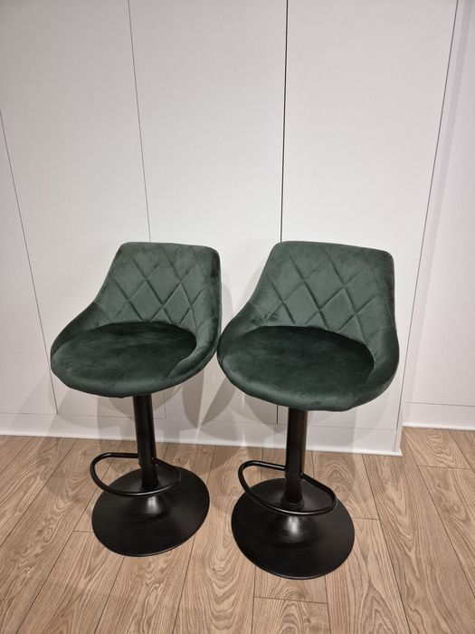 Hokery, krzesła barowe butelkowa zieleń