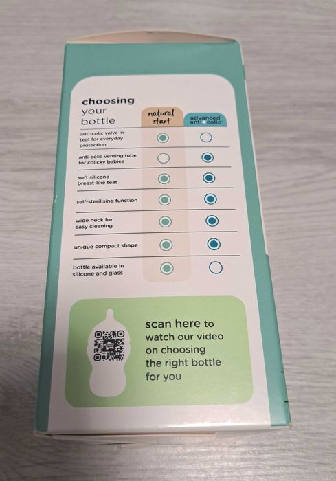 Tommee Tippee Butelka Szklana Antykolkowa 250ml Smoczek Naturalny