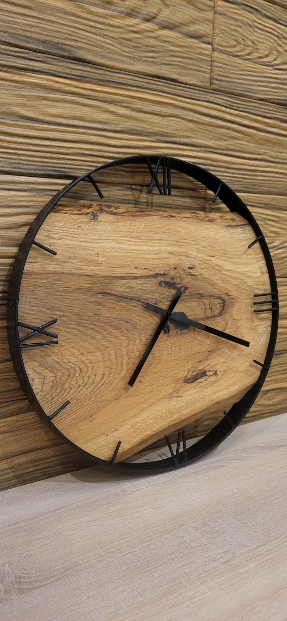 Zegar ścienny loft dębowy średnica 50cm rękodzieło