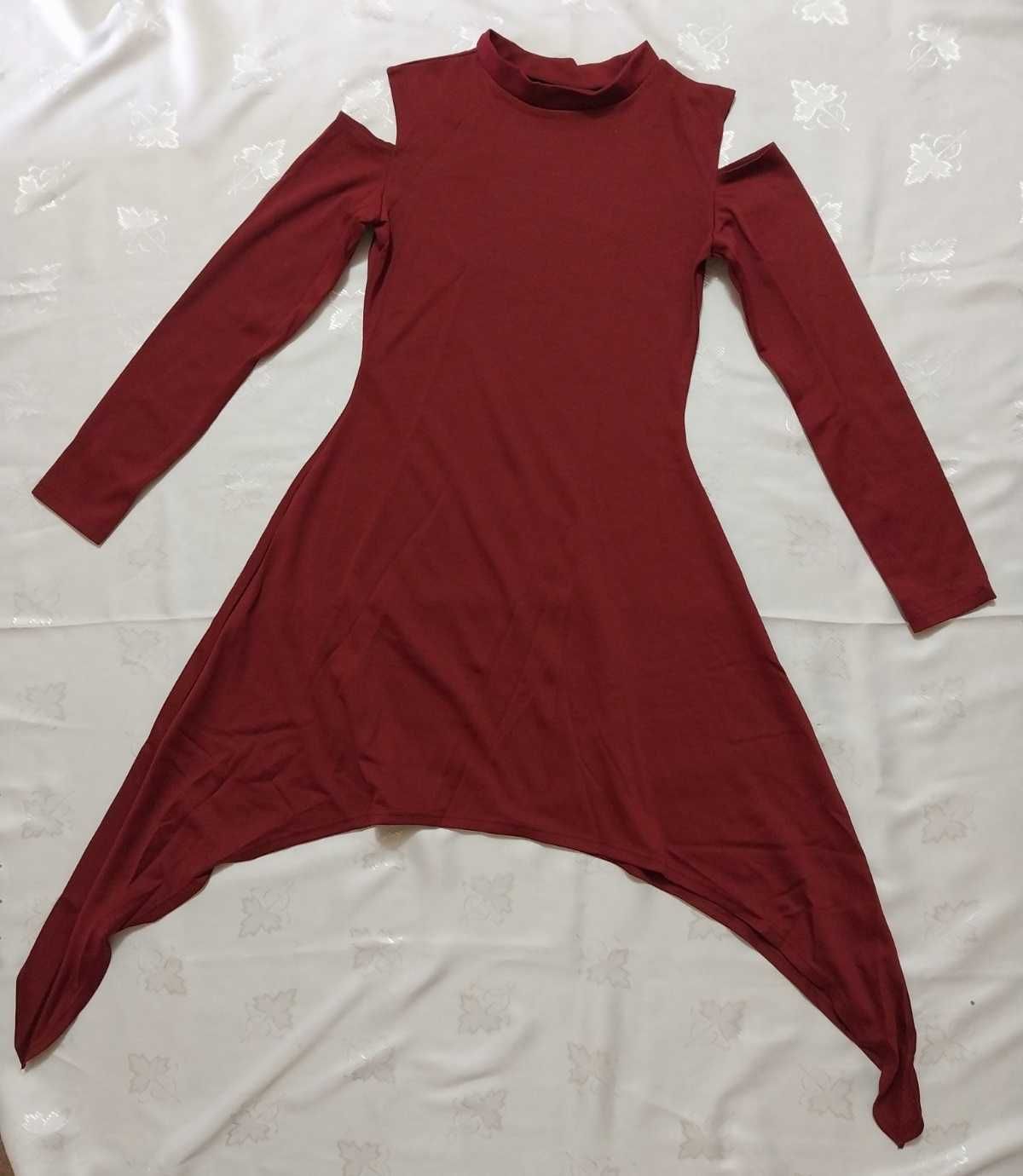 Платье (бежевое и бордо). размер S-M