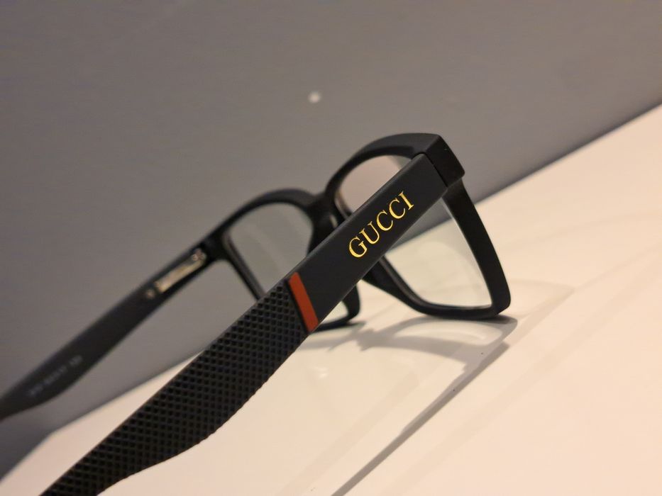 GUCCI męskie nowe okulary zerówki oprawki czarne logo