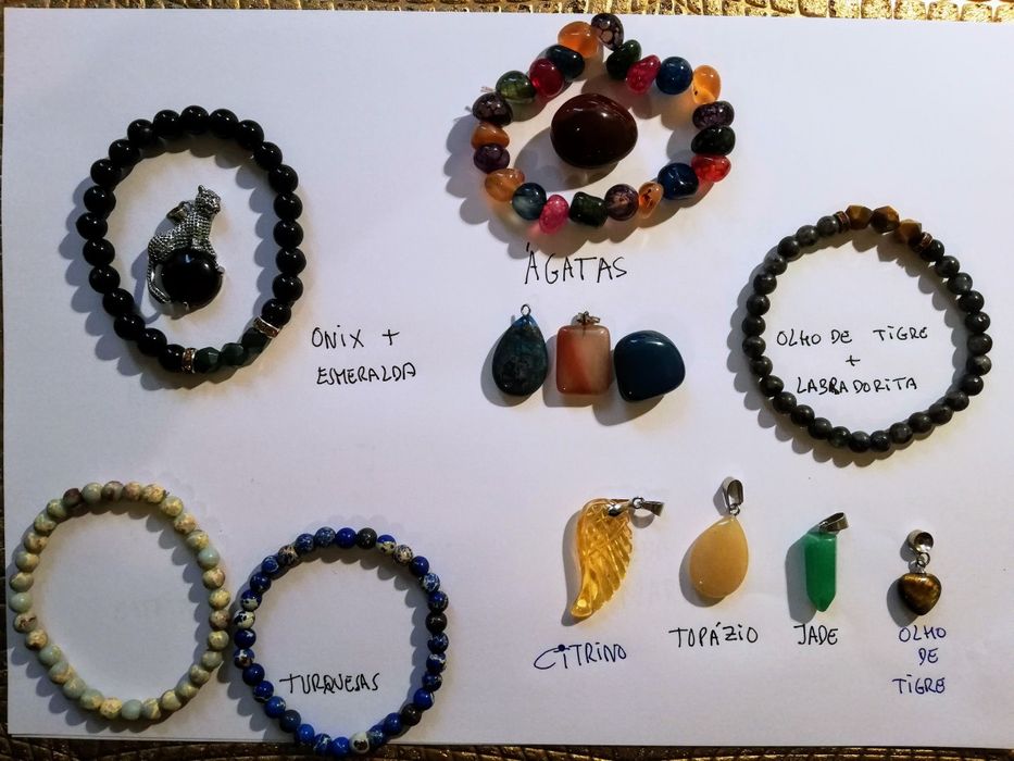 Pulseiras cristais citrino _aventurina_jade_cornalina_pirita_quartzo f