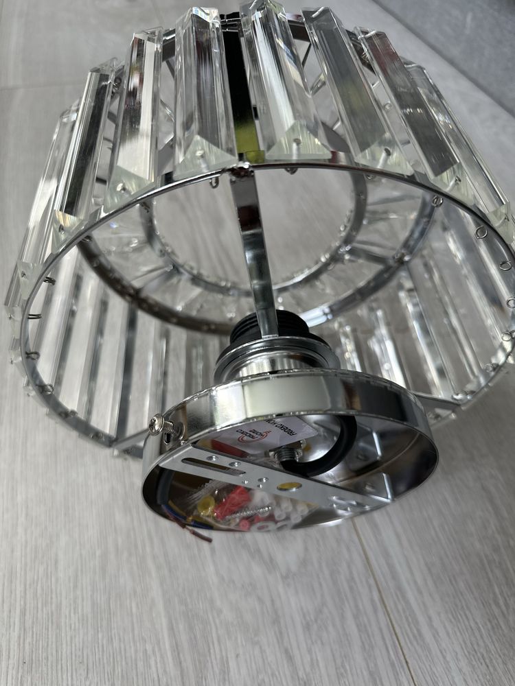 Srebrna Kryształowa Lampa Sufitowa Nowoczesna Okrągła 22cm