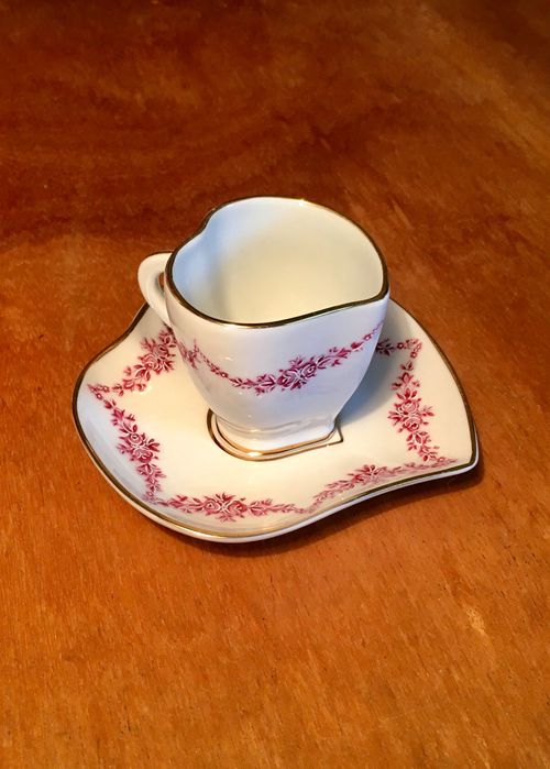 D’ARTVAL - chávena de café antiga com forma de coração - 10x5 cm/s