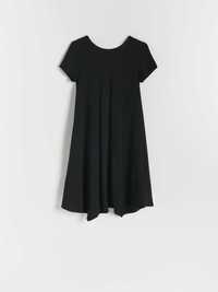 Reserved Asymetryczna sukienka czarna Dzianinowa