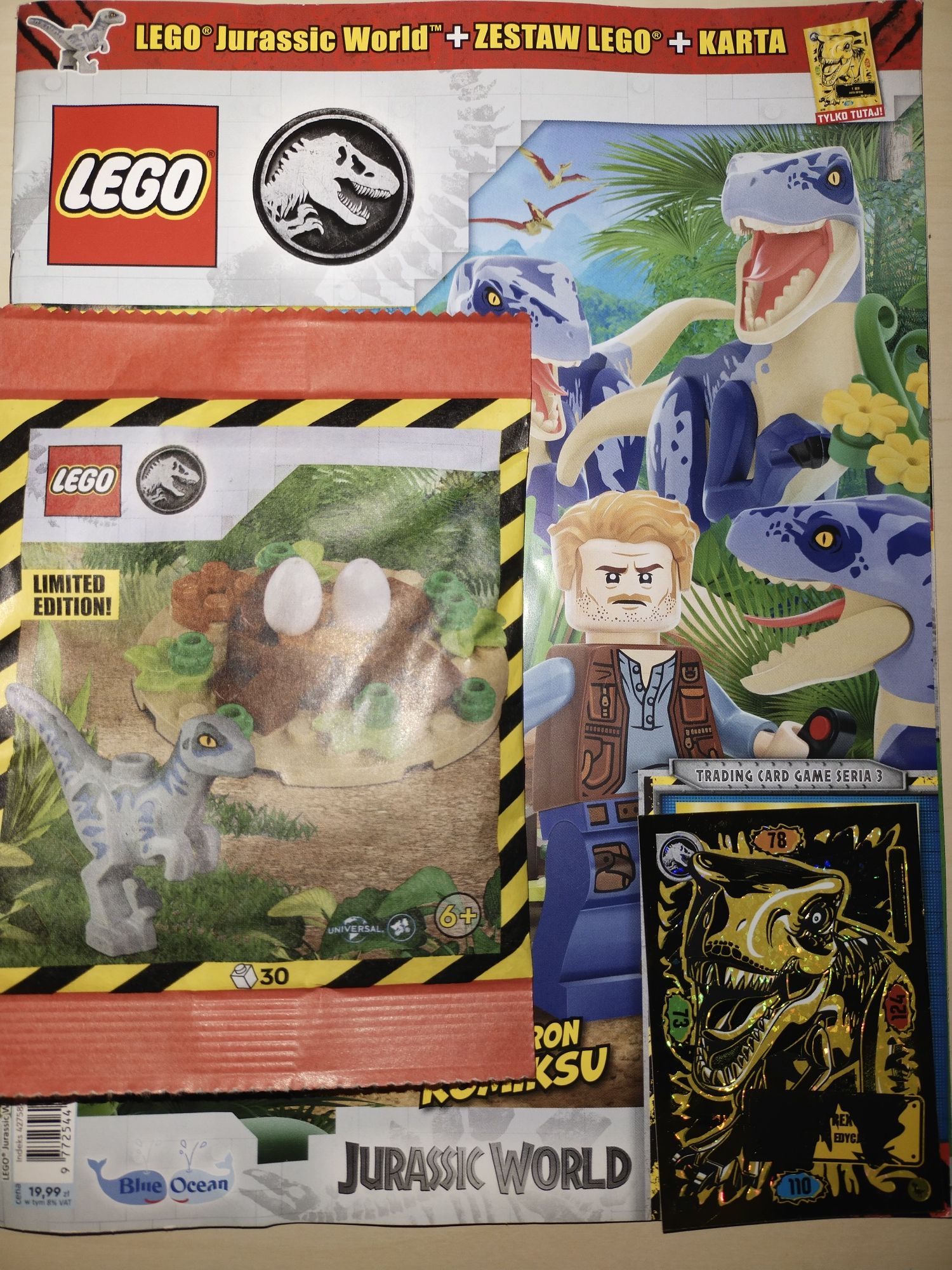 Nowa Gazetka LEGO Jurassic World+zestaw LEGO+karta