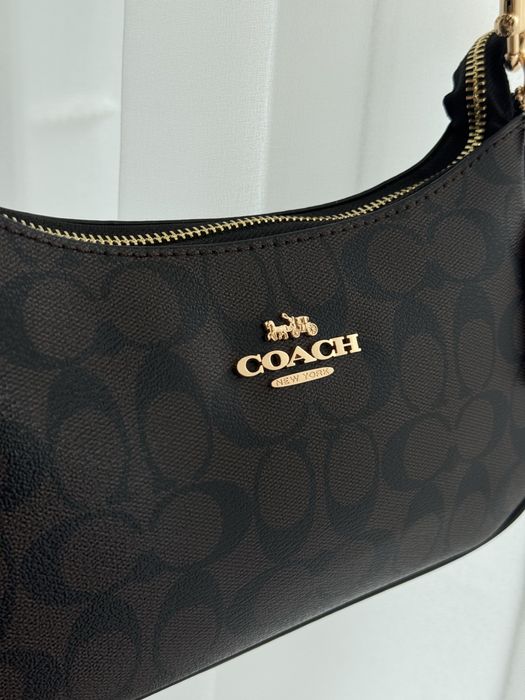 Сумочка Coach Teri коричнева шкіряна чорна сумка на ланцюжку коуч коач