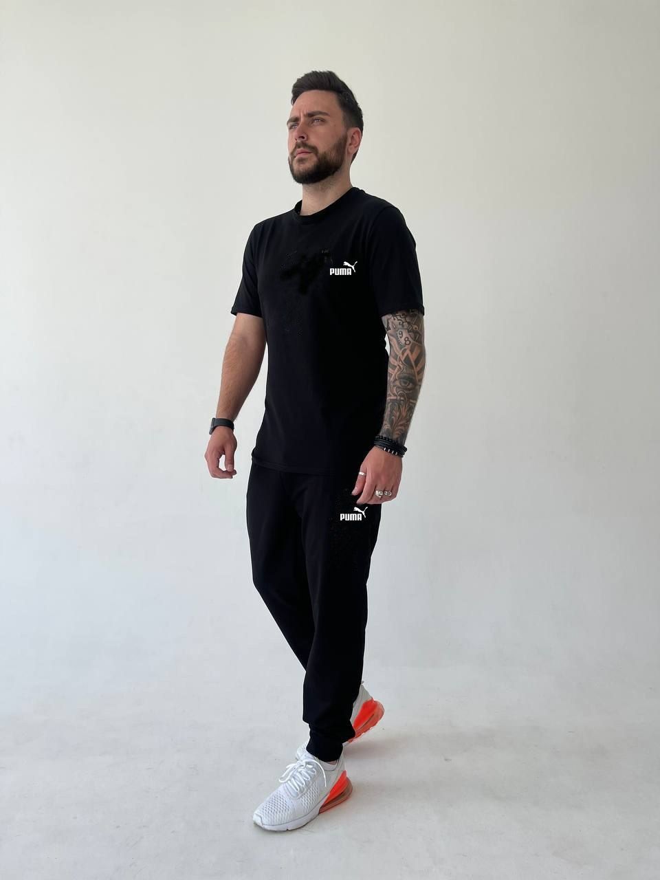 Костюм комплект чоловічий футболка штани спортивні чорний білий Nike