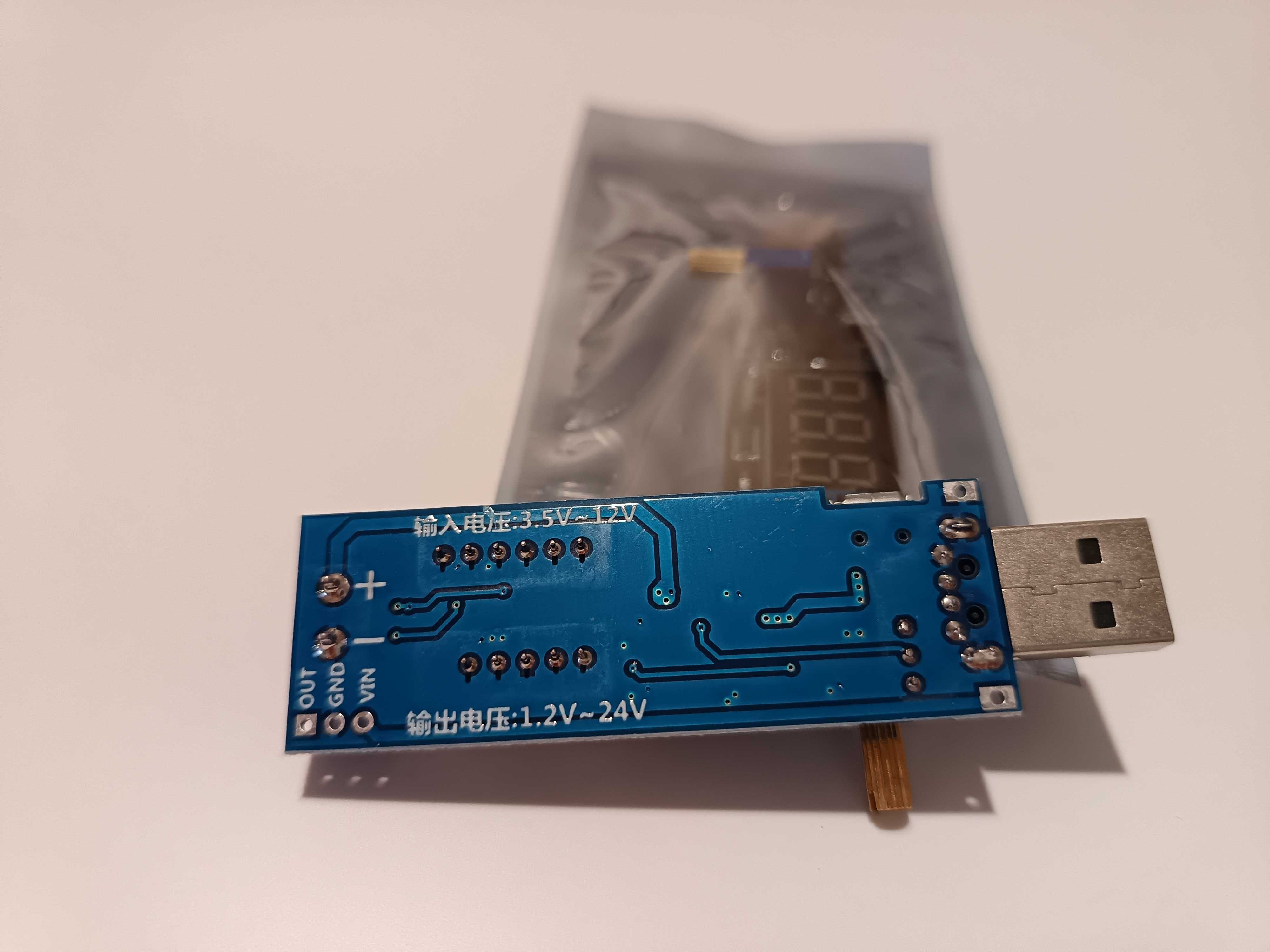 DC-DC/USB Модуль з вольтметром підвищення/зниження напруги 1.2-24V/3W