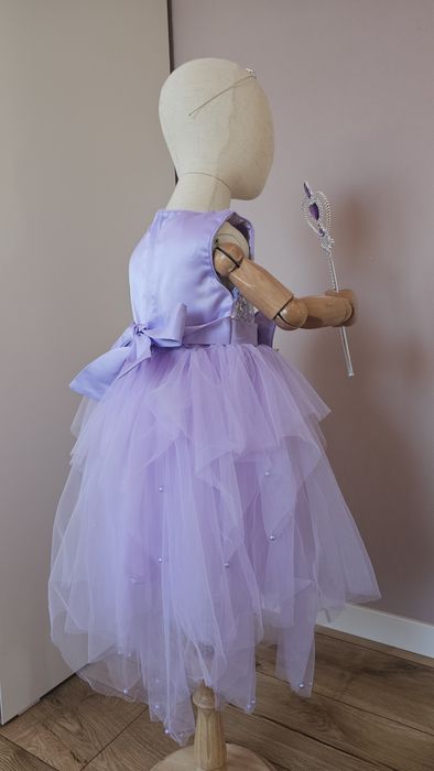 Дитяча пишна святкова фіолетова сукня принцеси на 5 6 7 років з бантом