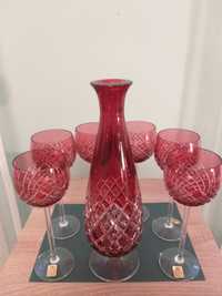 Zestaw 6  kryształowych lampek do wina  plus karafka