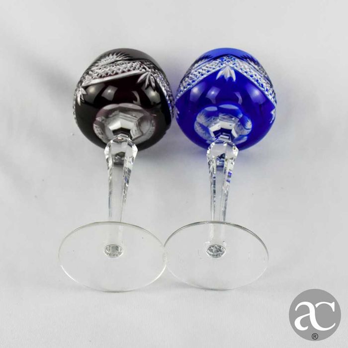 Par de Copos Cristal colorido estilo Saint Lambert