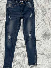 Skinny jeans spodnie dla dziewczynki granatowe z przetarciami