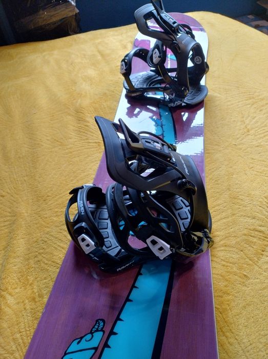 Prawie Nowy Zestaw Snowboard Deska TECHNINE 147 cm + NOWE RVN Fastec M
