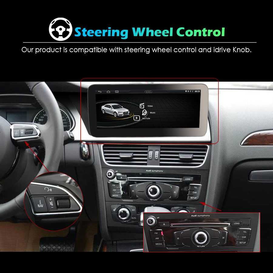 Radio RDS DAB Opcja CarPlay Android WiFi 4G MP3 MP4 GPS USB Audi A4 A5