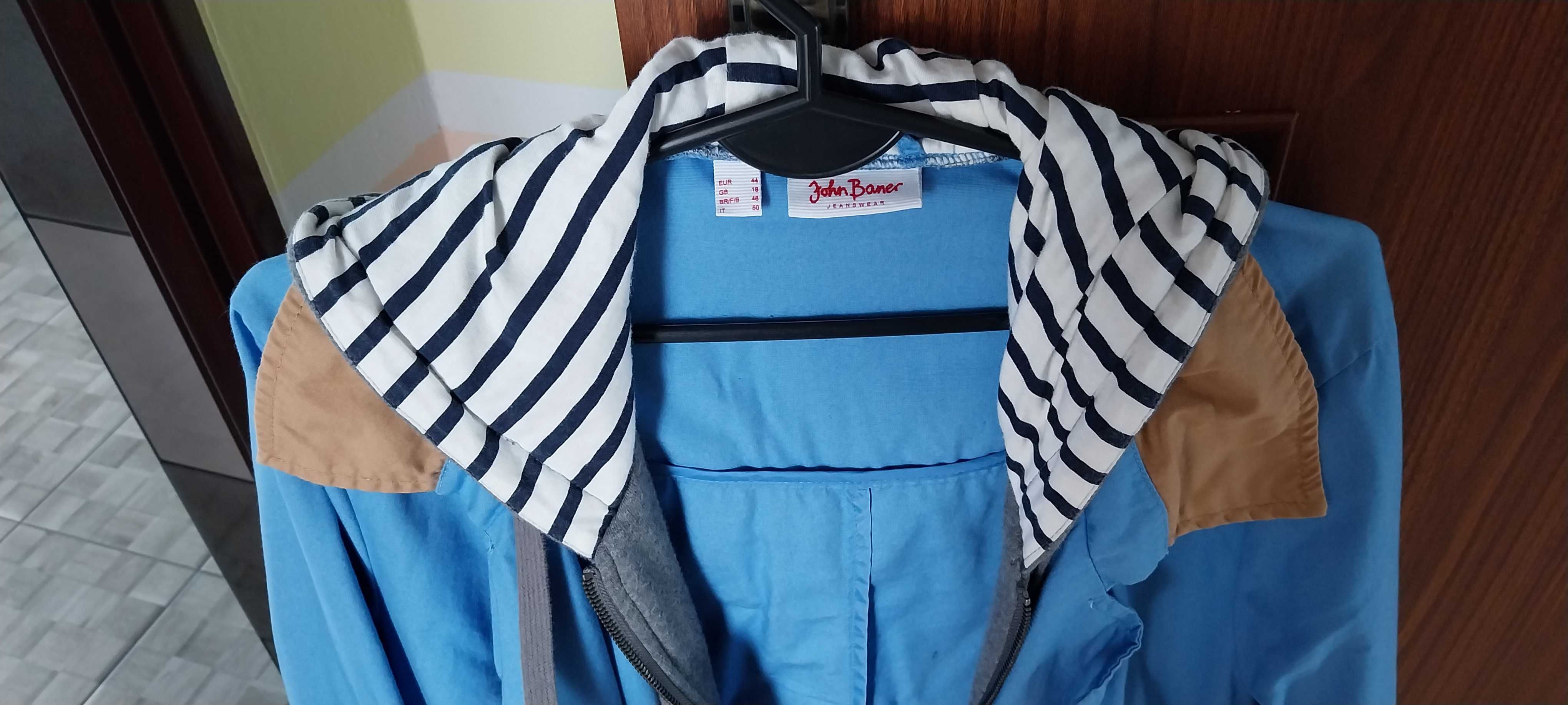 John Baner Bonprix kurtka płaszczyk krótka niebieska kaptur rozm.44