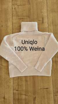 Golf Uniqlo.  100% Wełna. Śmietankowy Kremowy. Rozmiar XS / XXS