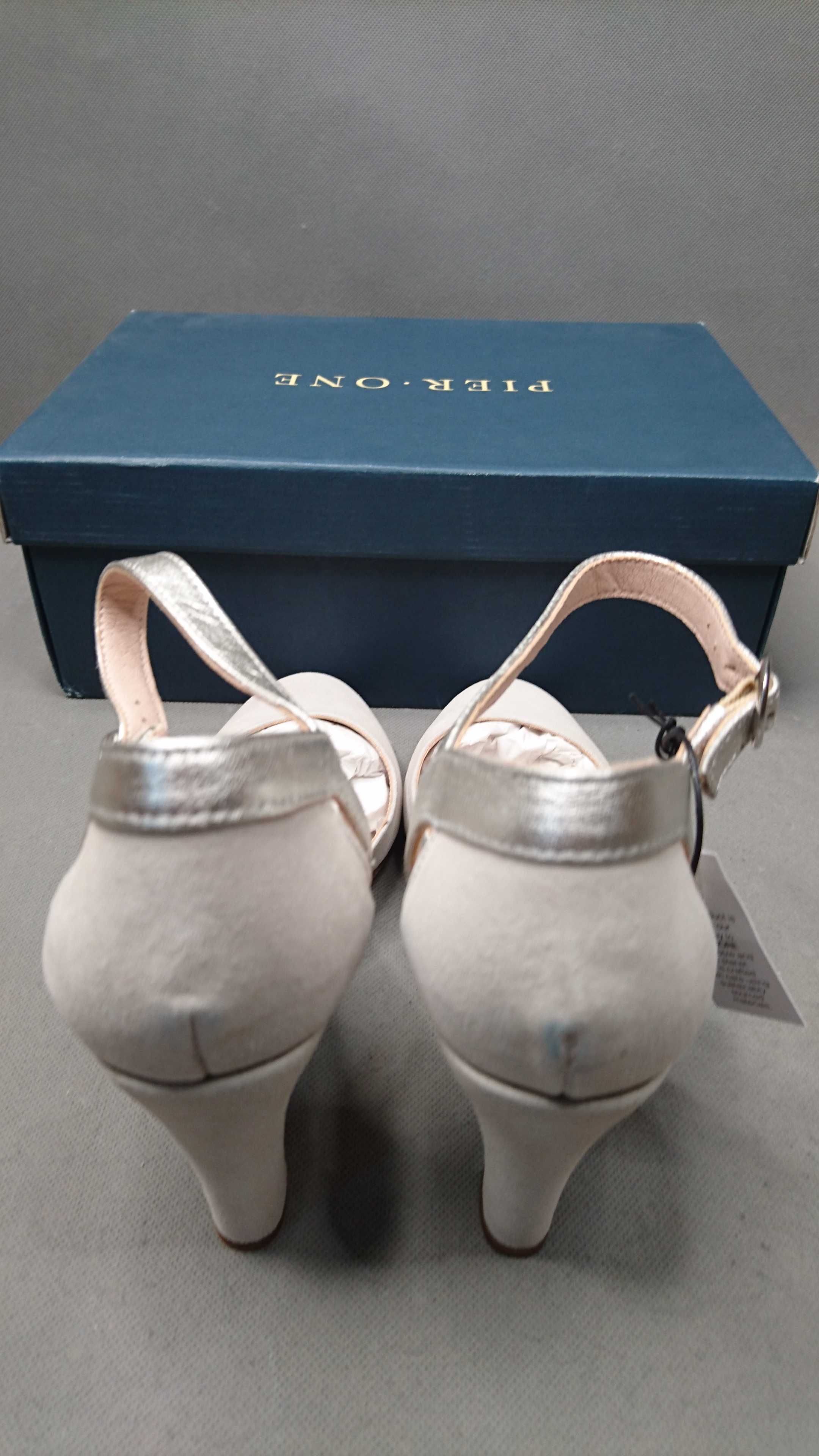 Buty Szpilki Czółenka Pier One High Heels Leather Pumps Beige R.40