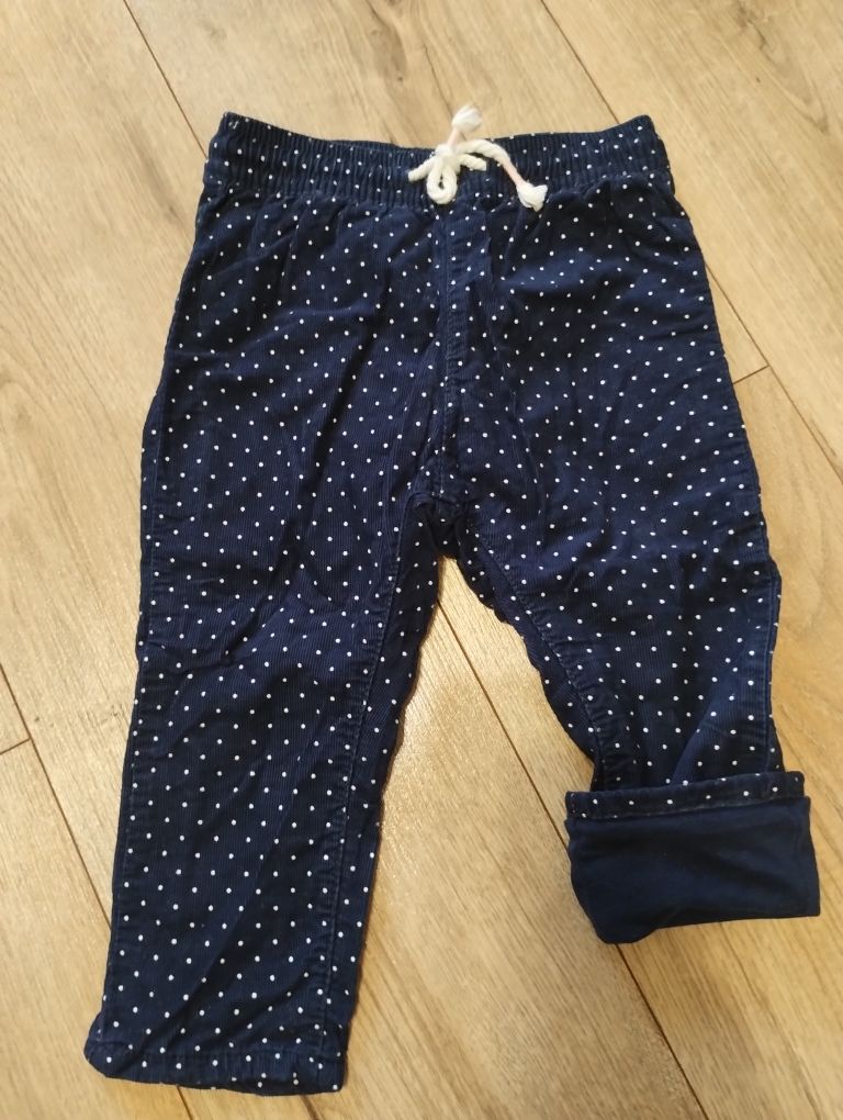 Spodnie sztruksowe z podszewką, H&M, rozm. 80