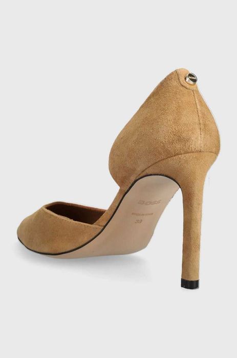 BOSS szpilki Janet Pump kamelowy brązowy zamsz rozm.41