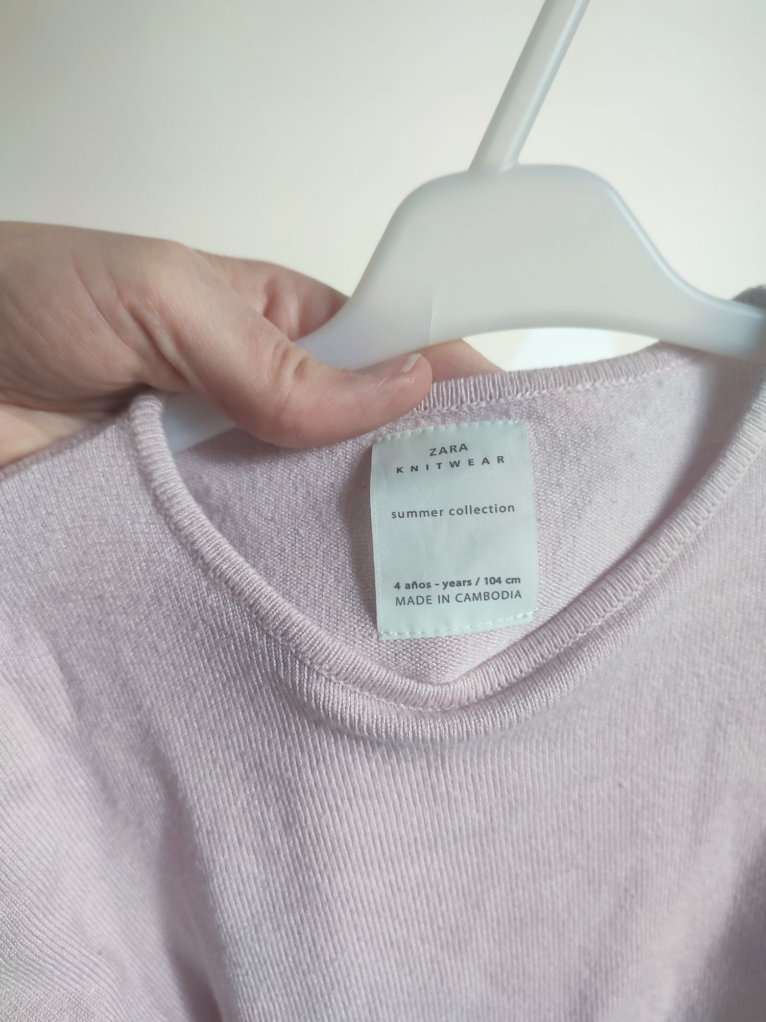 Sweterek Zara 98/104 letni pudrowy róż bluza