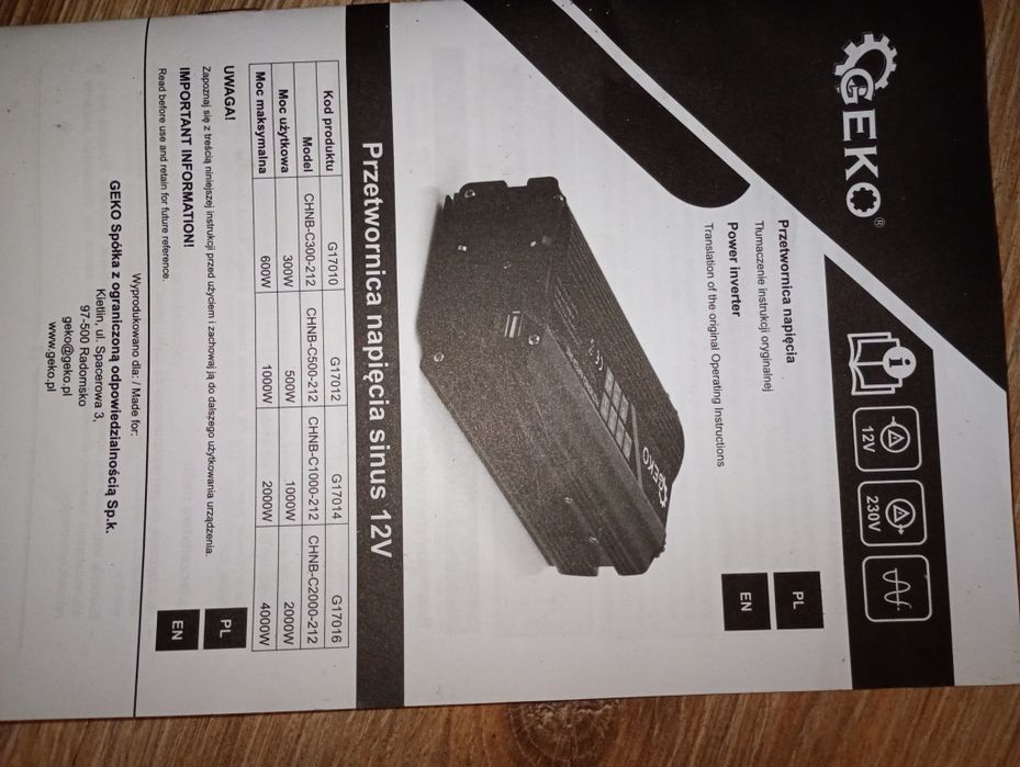 Перетворювач Інвертор Geko G17014 та акумулятор до нього