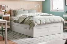 Cama de Casal com Arrumação IKEA – Branca BRIMNES