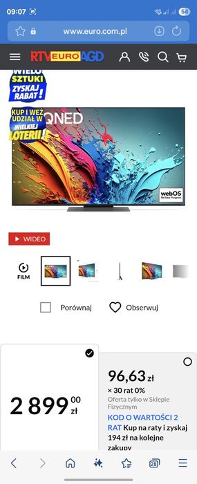 Telewizor 55" LG 55QNED87T6B LED 120Hz 4K UHD HDR10 WebOS