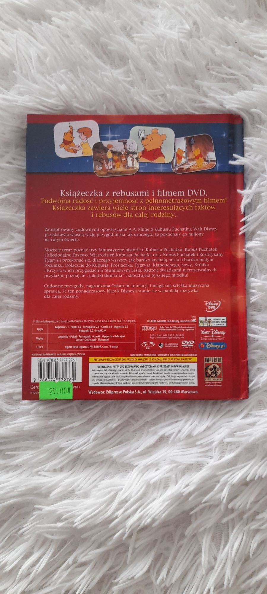 Książka z filmem na DVD ,,Przygody Kubusia Puchatka"