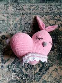 Mięciutka poduszka serce króliczek w spódniczce. 40cm szer. Handmade