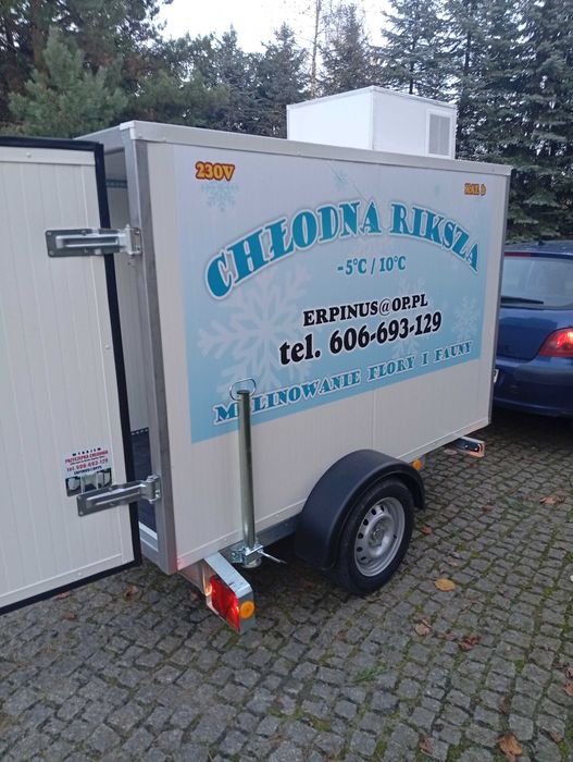 Przyczepka chłodnia 230V ekonomiczna, wynajem na dni i dłużej zadzwoń