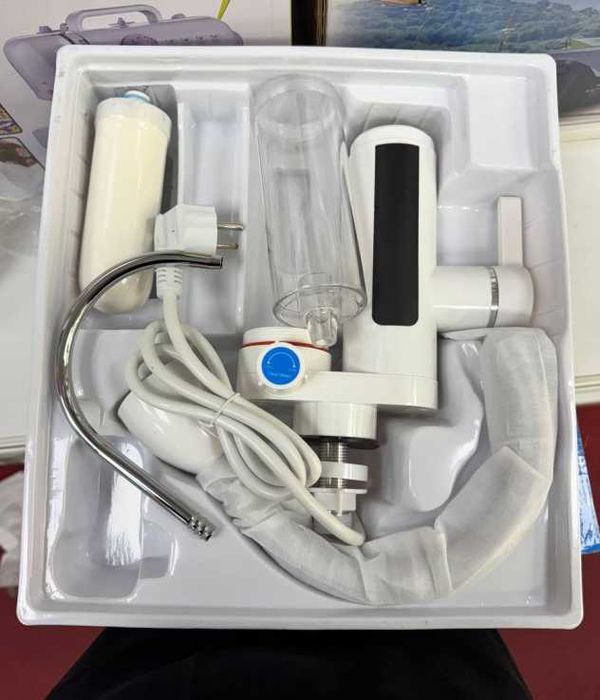 водонагреватель проточный + очиститель воды 2 крана смеситель бойлер