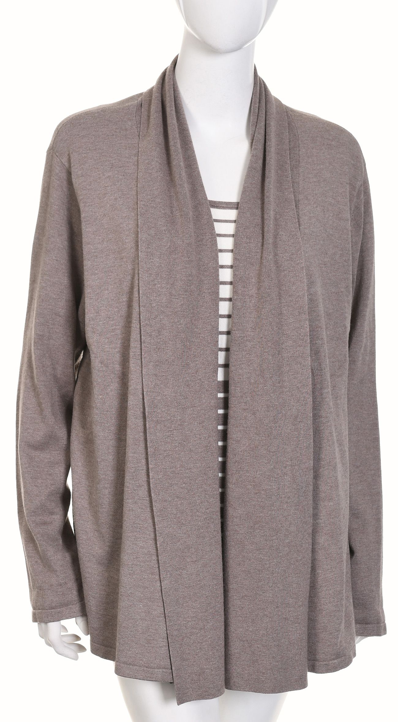 GERRY WEBER beżowy sweter damski z wstawką w paski bliźniak 46 48