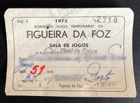 Cartão zona de jogo casino Figueira da Foz 1972
