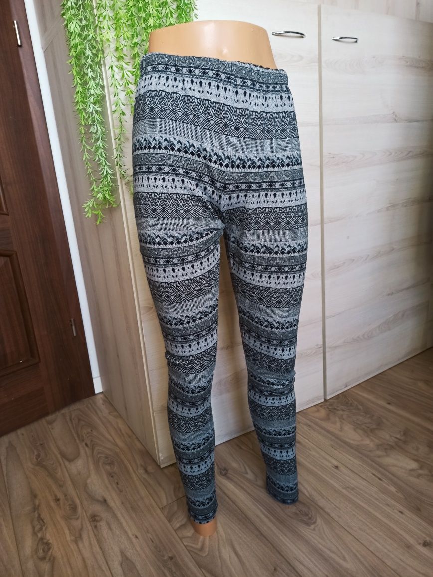 Sg Ciepłe zimowe legginsy 40 , L wzorzyste getry legginsy 40 , L